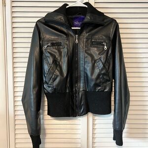 Miley Cyrus & Max Azria Leather Bomber Jacket